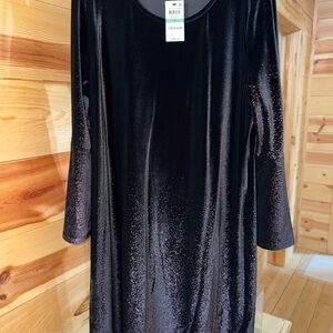 Alfani Shimmering Plum Long Bell Sleeve Ombré Foil Dress Size 16 NEW WITH TAGS